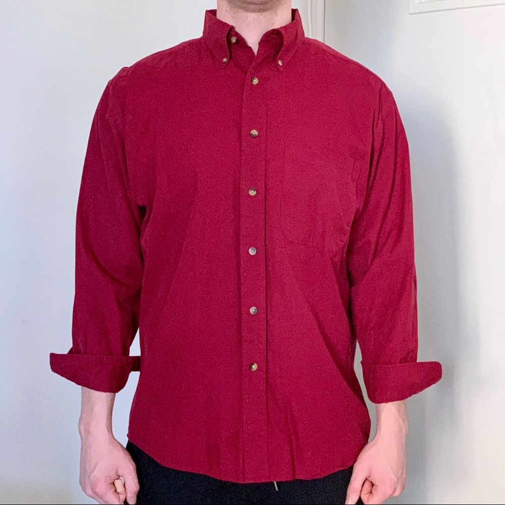 Vintage Red Pendleton Cotton Button Down Shirt Bu… - image 1